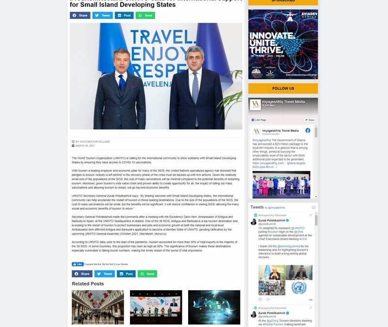 #TourismRestart: UNWTO calls for International support for Small Island Developing States